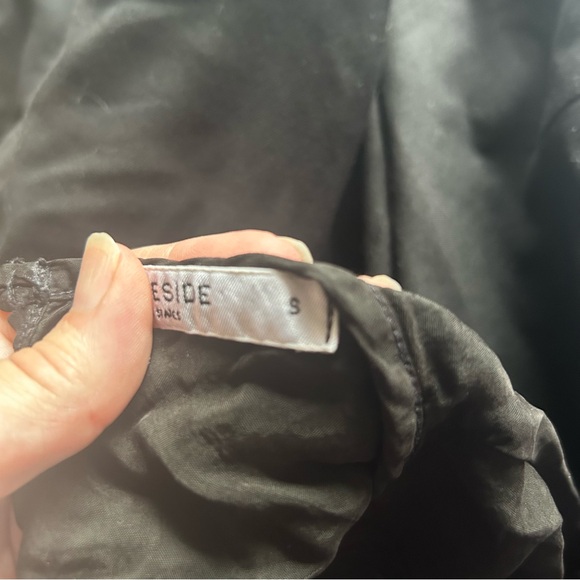 Stateside Sz Small Black Cupro Long Sleeve Top Gathered Neck Puff Sleeves - Picture 8 of 11